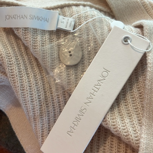 Jonathan Simkhai Annette Rib Knit Cream Cashmere Blend Henley Dress - Picture 13 of 14